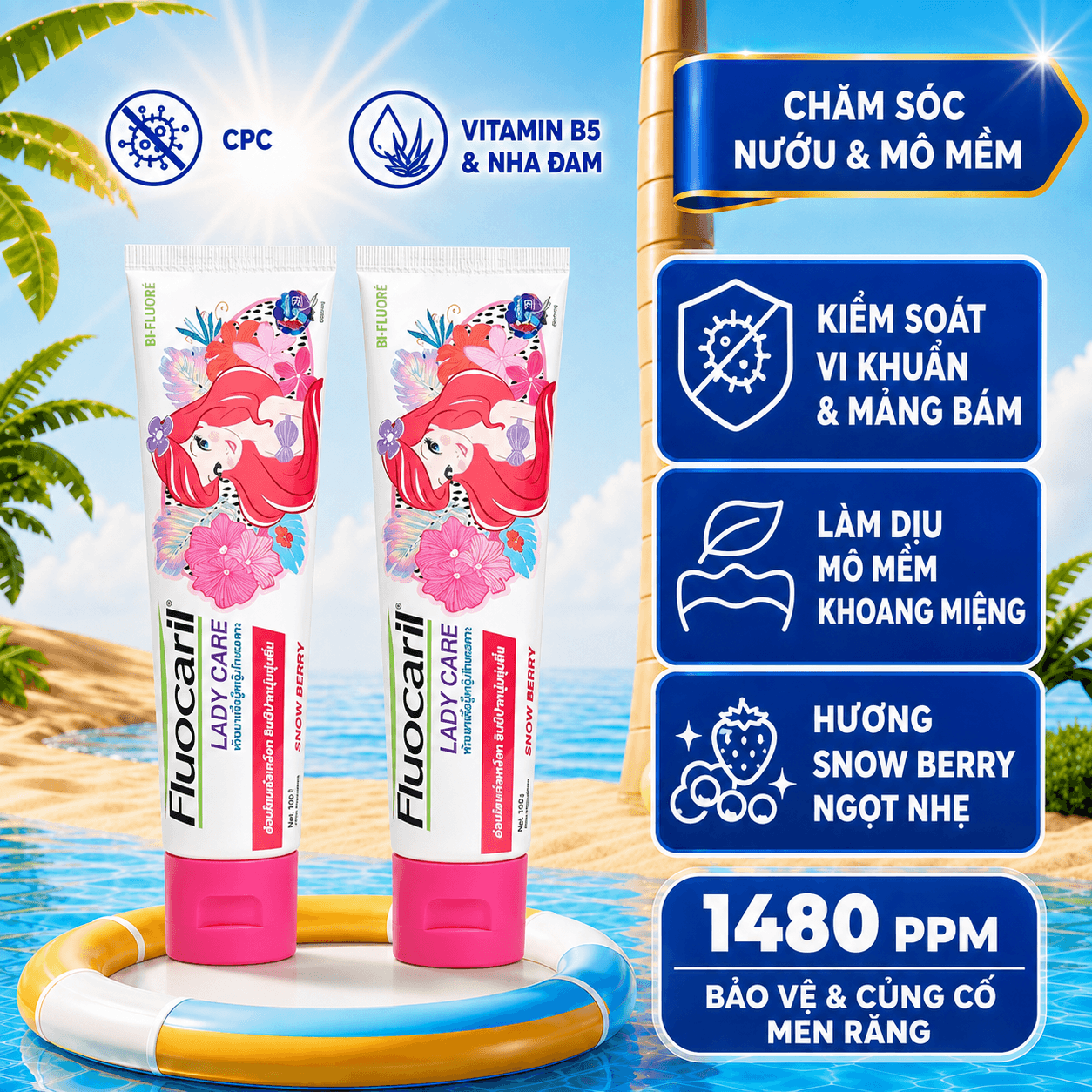 Kem đánh răng Fluocaril Lady Care Snow Berry