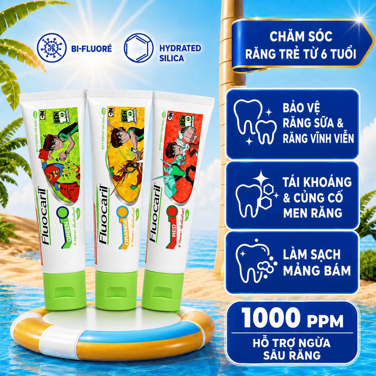 Kem đánh răng Fluocaril Kids Big Teeth dành cho trẻ từ 6 tuổi