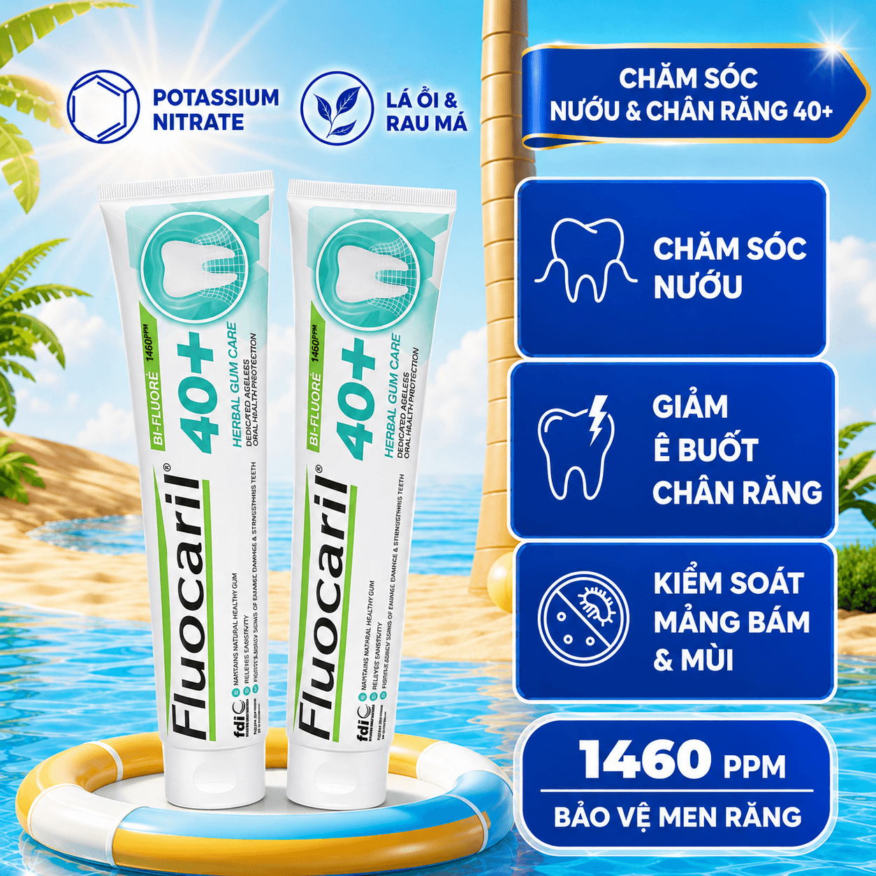 Kem đánh răng Fluocaril 40+ Herbal Gum Care