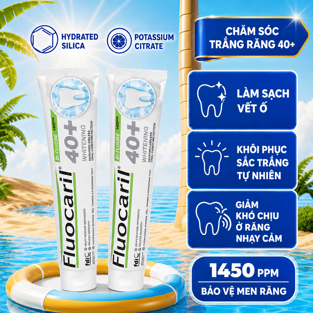 Kem đánh răng Fluocaril 40+ Ageless Whitening