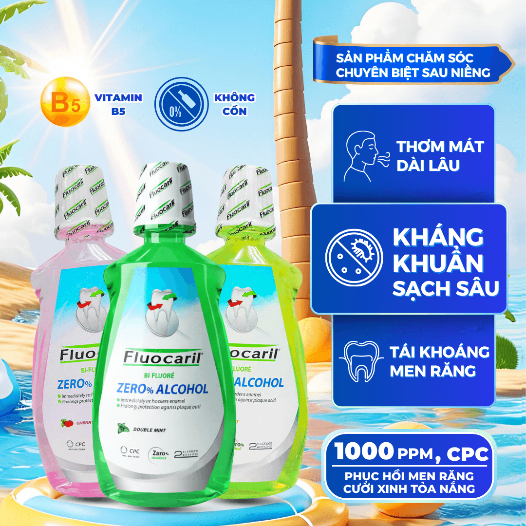 Nước súc miệng sau niềng Sabai Fluocaril Zero Alcohol